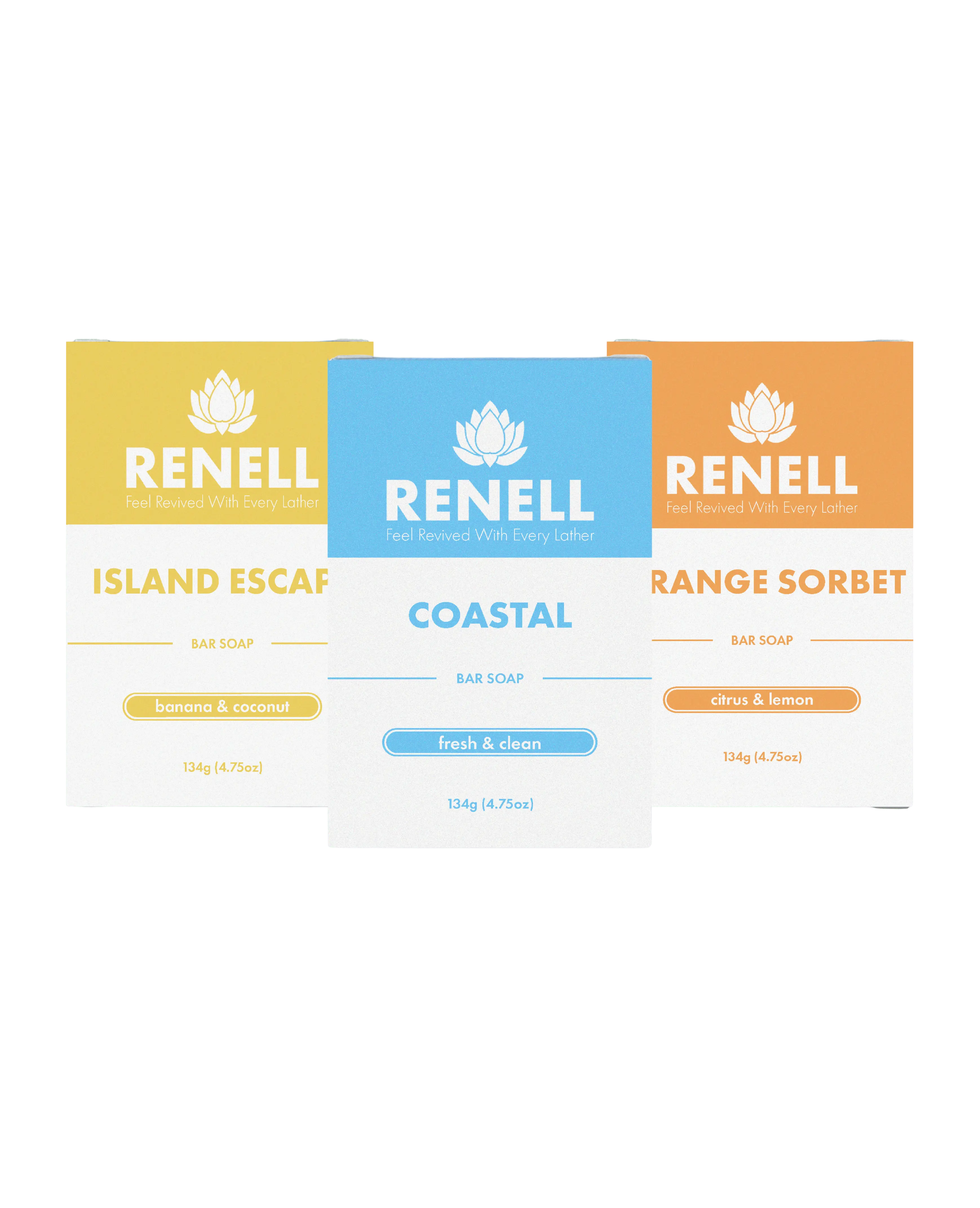 Tropical Set - Coastal, Island Escape, & Orange Sorbet Bar Soap - 3 Pack