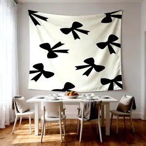 French Retro Bow Wall Tapestry, Art Texture Design, Smooth Delicate Highly Decorative, Ideal for Living Room Bedroom Wall Arrangement