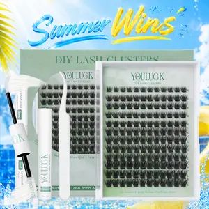 YOULUCK Short Lash Clusters Kit - Soft Fluffy Long-Lasting Lashes with Glue Remover & Tweezer for Beginners Easy At-Home Application Eyelash Set