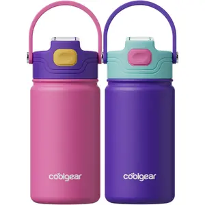 COOL GEAR 2-Pack 12 oz Journey Stainless Steel Water Bottle, Reusable Bottle with Handle, BPA Free