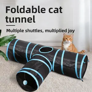 Pet Cat Tunnel Rainbow Interactive Drill Bucket Foldable Cat Toy, Fun and Engaging Plaything for Cats, Ideal for Indoor Use