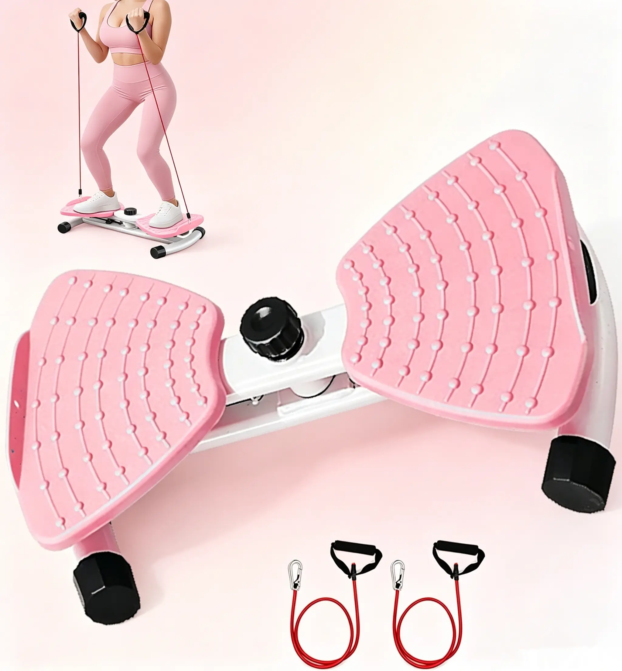 Non-Slip Dual-Pedal Exercise Board with Hand Grips, Compact Lightweight Cardio Sports Equipment for Home Gym, Office Use