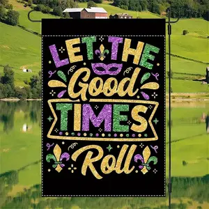 1pc Mardi Gras Garden Flag Double-Sided Flag Vivid Purple Green and Golden Design for Outdoor Holiday Celebrations Home Yard Decoration Seasonal Home Decor
