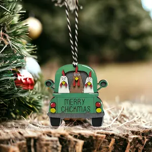 Hand painted Merry Chickmas Christmas Ornament Handmade Housewarming