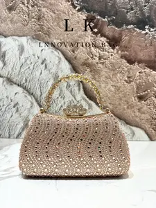 Luxurious Champagne Color Rhinestone Evening Bag, Elegant Party Clutch, Wedding Handbag, Perfect for Parties, Weddings, Proms, Dinners