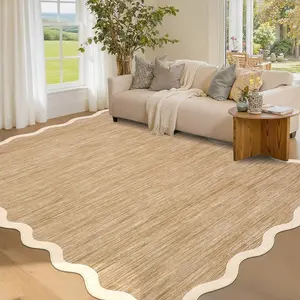 Modern Fan Shape Solid Color Area Rug Washable Area Rug Ultra-Thin Foldable Soft Non-slip for Bedroom Kids Room Classroom Farmhouse