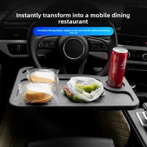Car Dining Tray with Cup Holder Stable Table Board for Working and Dining Portable Mobile Restaurant Solution