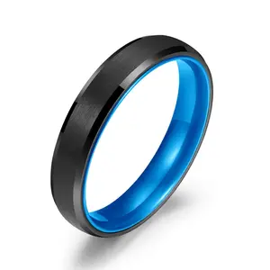 Pristine Passion Blue Interior TungstenW Women's Wedding Band 4MM