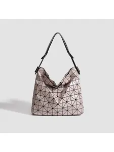 Spring/Summer New Trendy Geometric Diamond Sequin Tote Bag, High-End Single-Shoulder Handbag, Versatile Commuting Baguette Bag