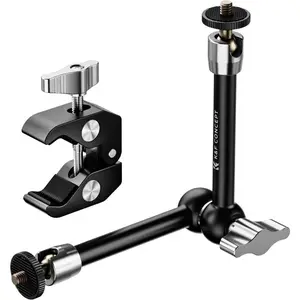K&F CONCEPT 9.8" Magic Arm Clamp Kit with Dual 360° Ball Heads Camera Arm Mount for Monitor, Flash, LED Light, Microphone, Camera Cage, Action Camera, Sliver