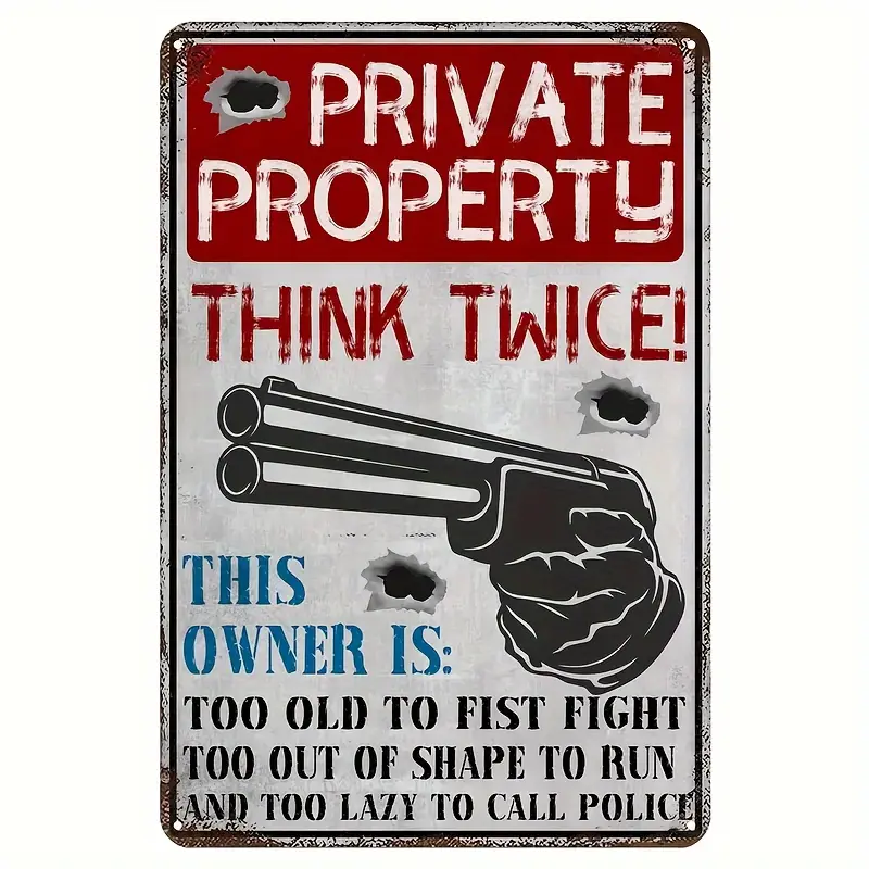 Vintage Aluminium Hanging Warning Sign - 8x12in Home Decor Product, Property Protection Plaque, Gift for Home, Bar Signage