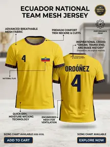 2026 Ecuador Football Jersey Men's National Team, Quick-Dry Moisture-Wicking, Breathable Mesh Training T-Shirt, La Tri Fan Gear
