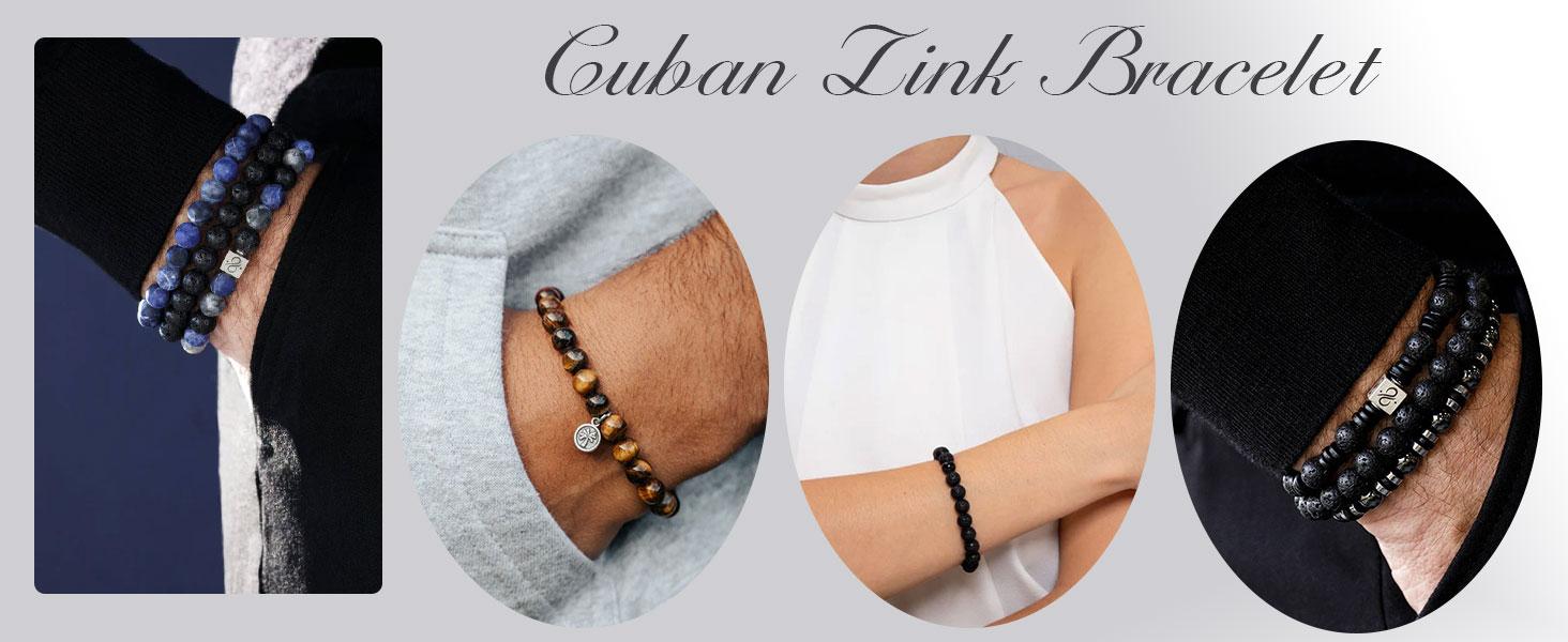 Tiger Eye Bracelet For Men 8MM Natural Stone Stretch Adjustable Black Crystal Beaded Bracelet for Men Women Gifts