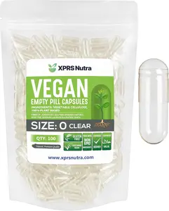 Size 0 Empty Capsules - 100 Clear Count Empty Vegan Capsules - Vegetarian Pill - DIY Vegetable Capsule Filling -Veggie Pills for Do-It-Yourself Supplements
