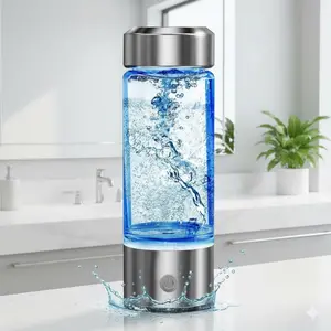Portable Alkaline Water Ionizer Bottle - Rechargeable Borosilicate Glass Design, Smart pH Adjusting Electrolyzed Hydrogen Water Generator for Home, Office, Travel. Essential Health Hydration Device. Digital Tumbler
