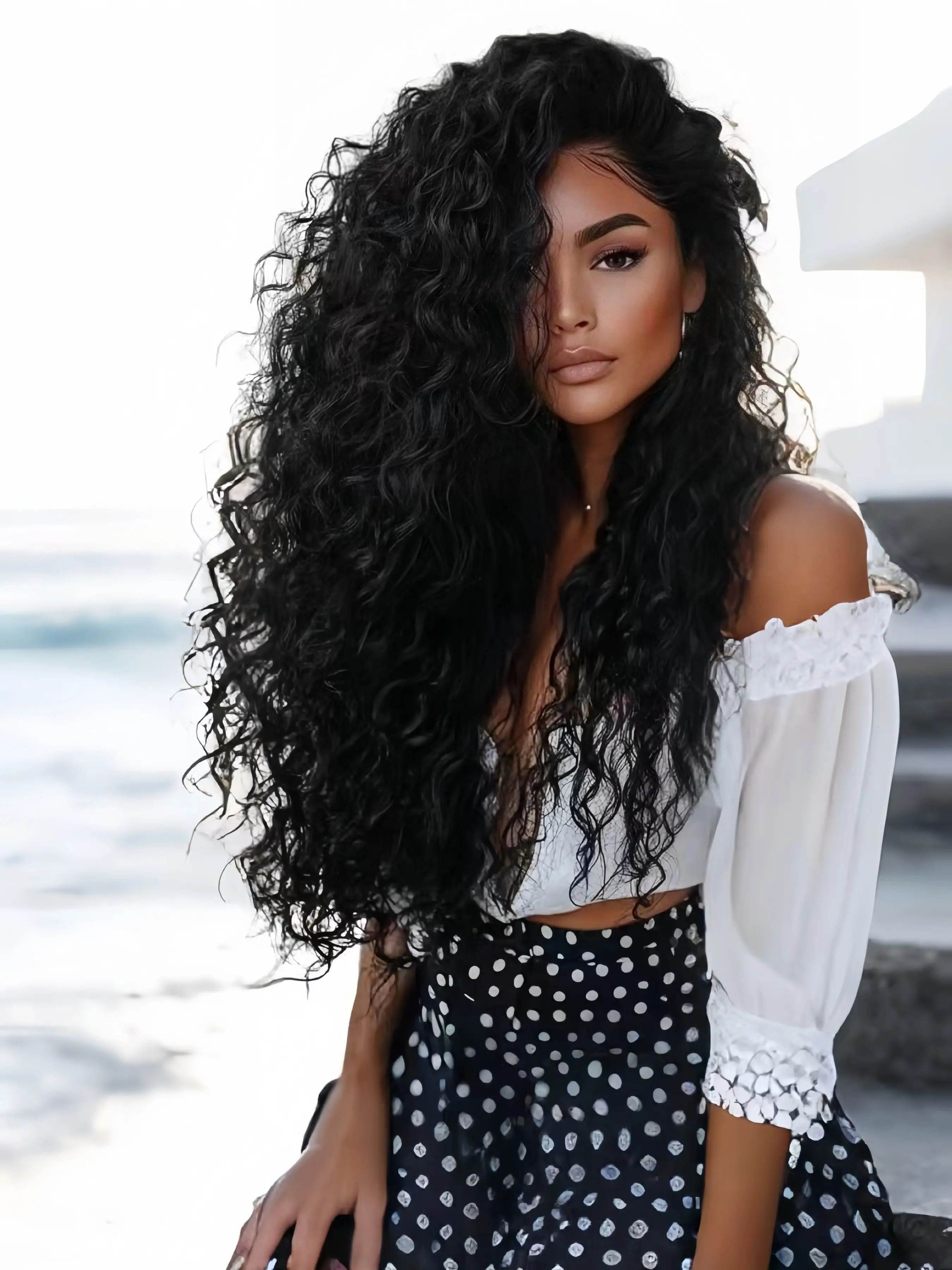 1B Black Long Curly Hair Wig African Curl Wig Density 180%, 13x4 HD Lace, Natural Pre-Bleached Hairline, Suitable for Daily Use, Kinky Curly Wigs, Lace Frontal Wigs
