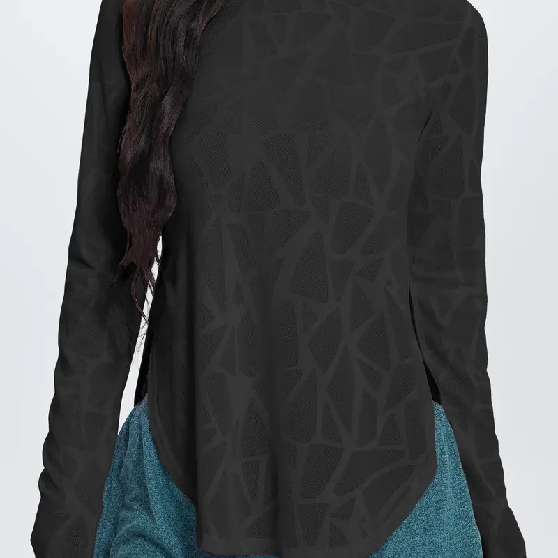 Women's Loose-Fit Long Sleeve Breathable T-Shirt, Irregular Design for Outdoor Activities, Perfect for Hiking and Gym Workouts, Athletic Yoga Tops, Activewear Tee, Workout Clothes