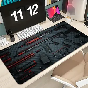 firearms weapons Mouse Pad Design XXL 1000×500mm 900×400mm 800×400mm 600x300mm Large Gaming Mouse Pad - Extended, Thick, Non-Slip Rubber Base Desk Mat with Precision Stitched Edges - Washable Large Desk Pad Extended Mousepad