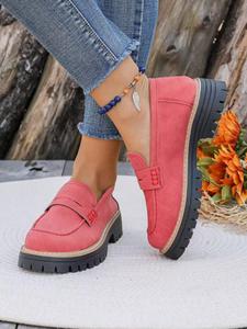 women's shoes, fashionable chain decorated slip on loafers, casual comfortable thick sole loafers for daily wear, lightweight breathable shoes for all seasons, footwear