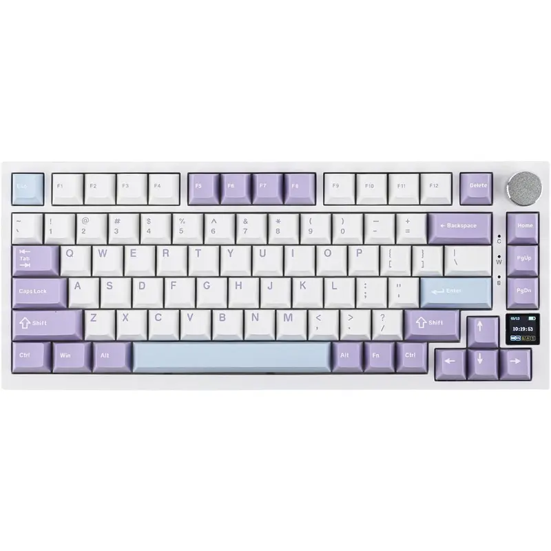 Ajazz AK820 Pro 75%  Mechanical Keyboard with TFT  Display&Knob, Gasket-Mounted Gaming Keyboard, /2.4GHz/USB-C Wired (Purple, Flying Fish )