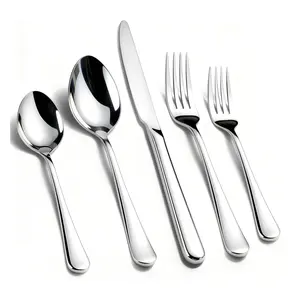 5-Piece Stainless Steel Cutlery Set, Mirror Polished Spoon Fork Knife Set, Home Kitchen Dining Wedding Tableware, Durable & Stylish Design, Flatware Set