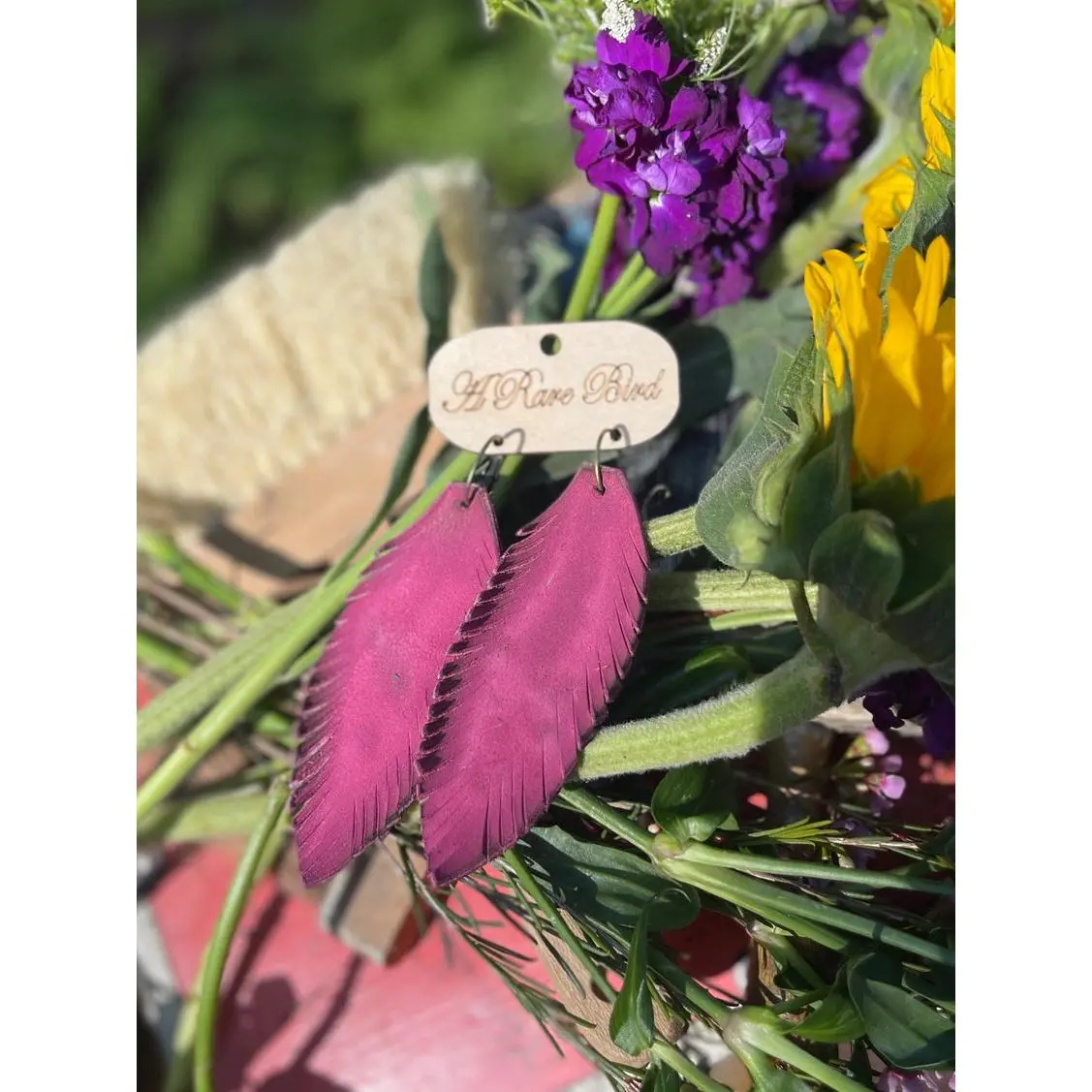 Hand-Cut Leather Feather Earrings
