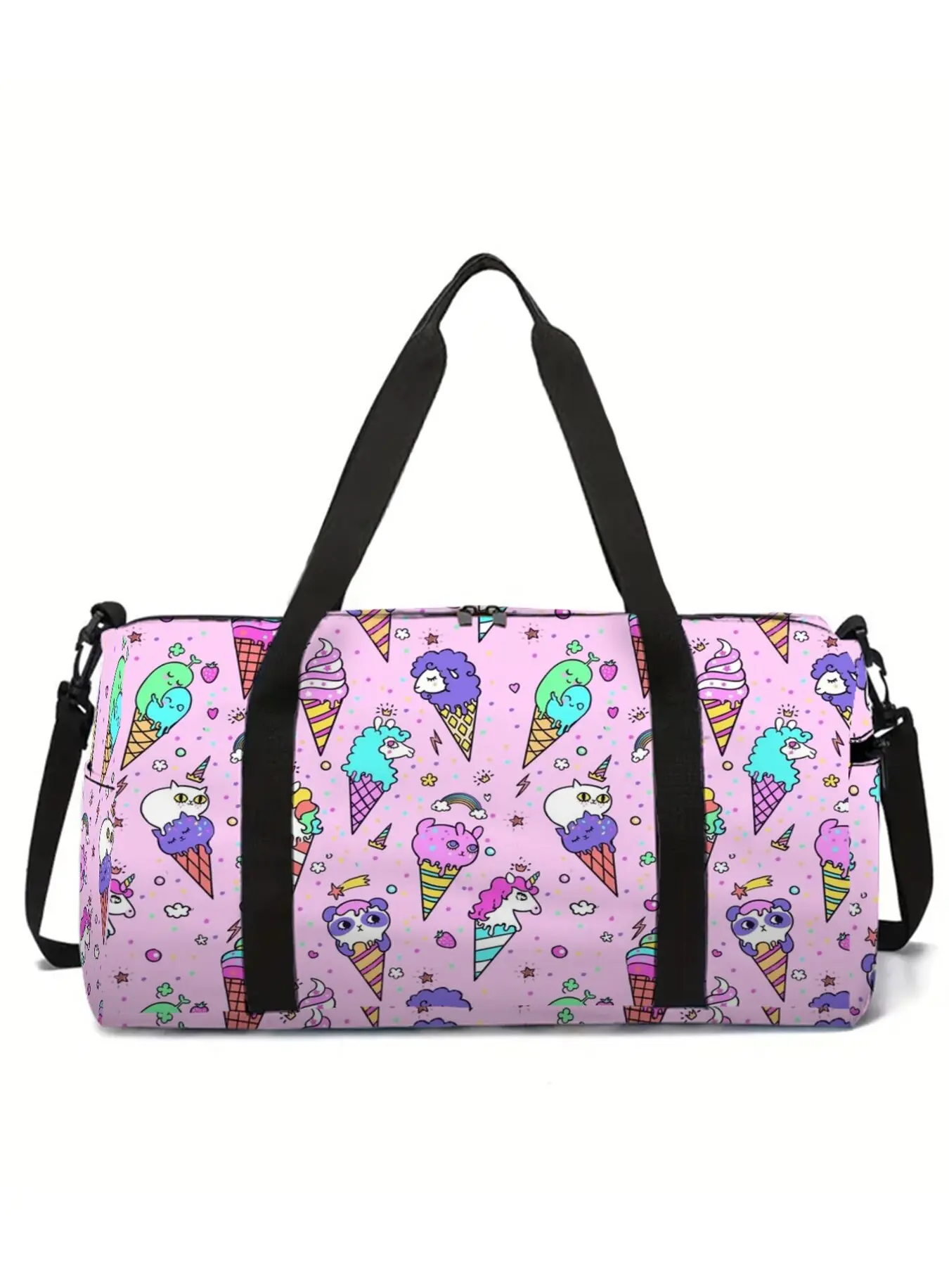 Large-capacity travel duffel bag with unicorn and pony print, portable handheld storage bag Travel Duffle Bag Travel Luggage Zipper Duffel Bag