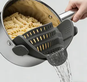 Adjustable Silicone Clip-On Pot Strainer Universal Food Draining Tool for Pasta Veggies & More 1 Pack Kitchen Time-Saver Flexible Heat-Resistant