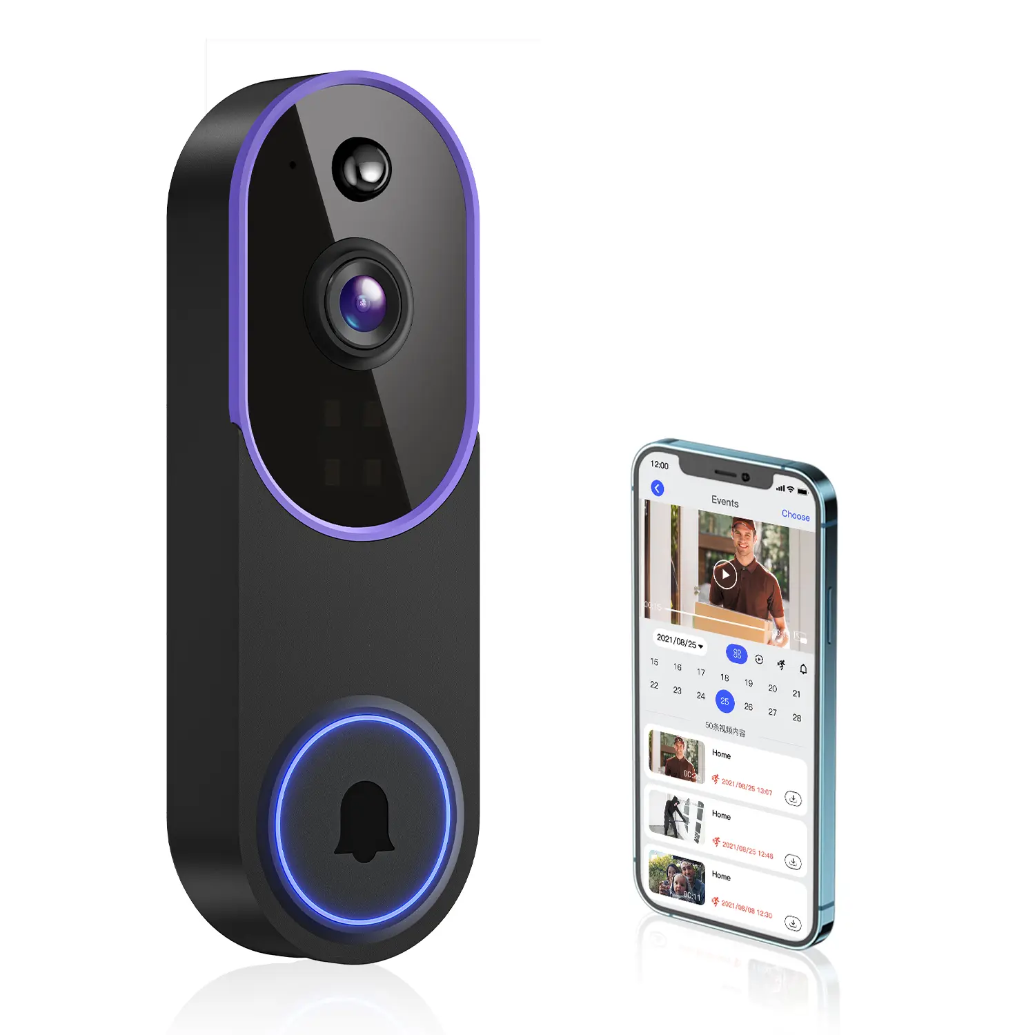 Wireless Video Doorbell Camera, Smart Security Doorbell Camera, 1080P, AI Human Detection , Night Vision, Instant Alert, Two Way Audio, 2.4G WiFi Only, Simple Installation and Rechargeable Battery, Cloud Storage, WiFi Camera