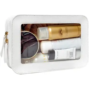 Clear Makeup Bag Small, TSA Approved Portable Toiletry Bag with Zipper Cosmetic Travel Bag Makeup Organizer Case Mini Makeup Pouch for Purse Car Organizer Bag for Women Men