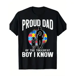 Autism Awareness For Proud Dad Support Autistic T-Shirt100% Cotton -180gT-Shirt