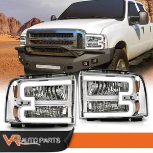 LED DRL Headlights Fit For  Ford 05-07 F250 F350 F450 F550 Super Duty LH+RH auto head lights amber lens