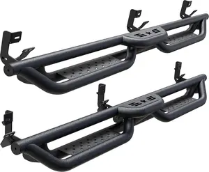 Dodge Ram Quad Cab 2009-2024 1500 2500 3500 4500 5500 6" 2-Stairs Side Step Rails Coated Black Carbon Steel Nerf Bars Running Boards - Roof Rack，Cars accessories