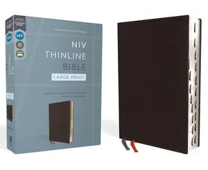 NIV, Thinline Bible, Large Print, Bonded Leather, Black, Red Letter, Thumb Indexed, Comfort Print Bonded Leather – Large Print, November 21, 2017