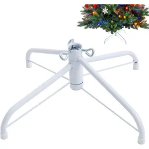 Christmas Tree Stand 15.7inch Folding Xmas Tree Stand Metal Replacement Xmas Tree Stand Base for 3ft to 6ft Artificial Christmas Tree, White