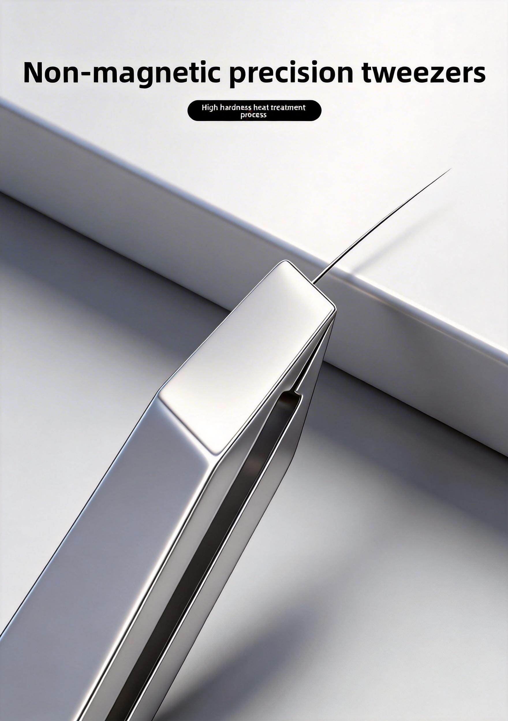 High-precision stainless steel eyebrow tweezers and nose hair tweezers for men, equipped with a small stainless steel mirror—a home grooming tool for shaping eyebrows and removing nose hairs.