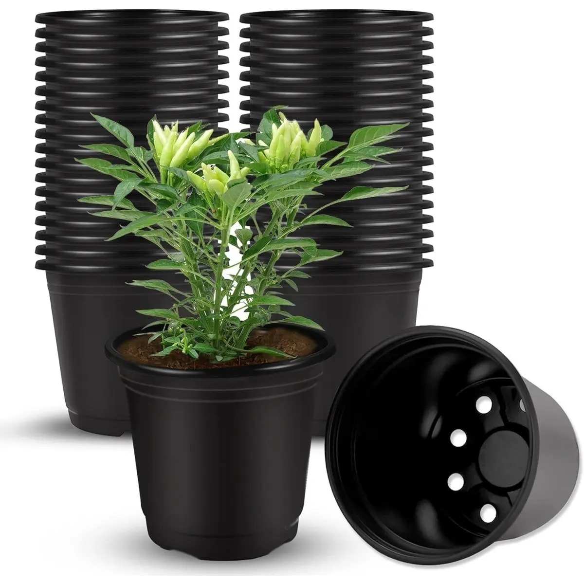20/40pcs 10cm Seedling Pots, 4 Inch Plastic Planters with Drain Holes, Pot for Plants, Planting Pots, Ideal for Garden, Living Room, Bedroom, Practical and Convenient, Vegetable Planter Pots