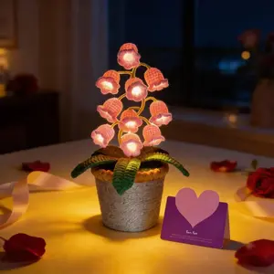 Handmade Acrylic Crocheted Lily of the Valley LED Lantern - Warm-Light Home Decor, Cute Ornament, Valentine's Day & Mother's Day Gift