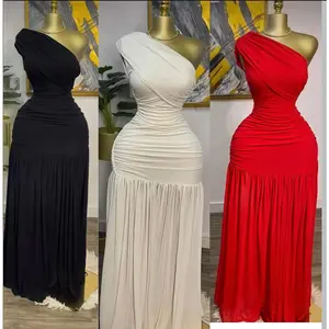 two-piece set woman Stylish Evening Sexy Club Party Holiday Maxi Dress for Women Elegant Skew Neck One Sleeve Off Shoulder Mesh Slit Long Dresses