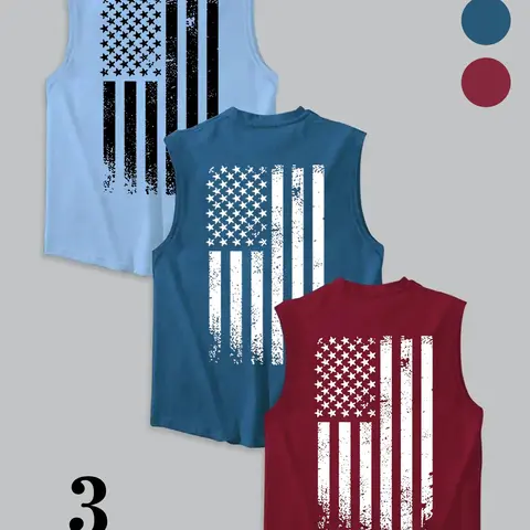 Men's American Flag Graphic Print Tank Top, Regular Fit Casual Sleeveless Tank Tops Sleeveless Top Sleeveless Shirts for Summer, Men's Clothes for Daily Wear, Socks