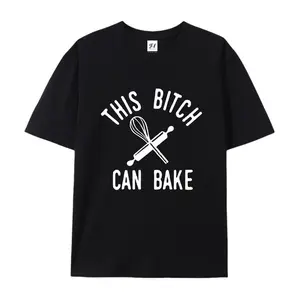 100% cotton short-sleeve shirt，This Bitch Can Bake Funny Baking T-Shirt, Whisk Rolling Pin Graphic Tee, Hilarious Baker Gift, Gift for Pastry Chef, Casual Cooking Apparel, Unisex Baking Streetwear