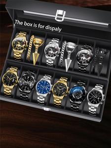 18pcs stylish business men's watch set with necklace, bracelet, and ring, perfect gift for birthdays, jewelry set, accessories