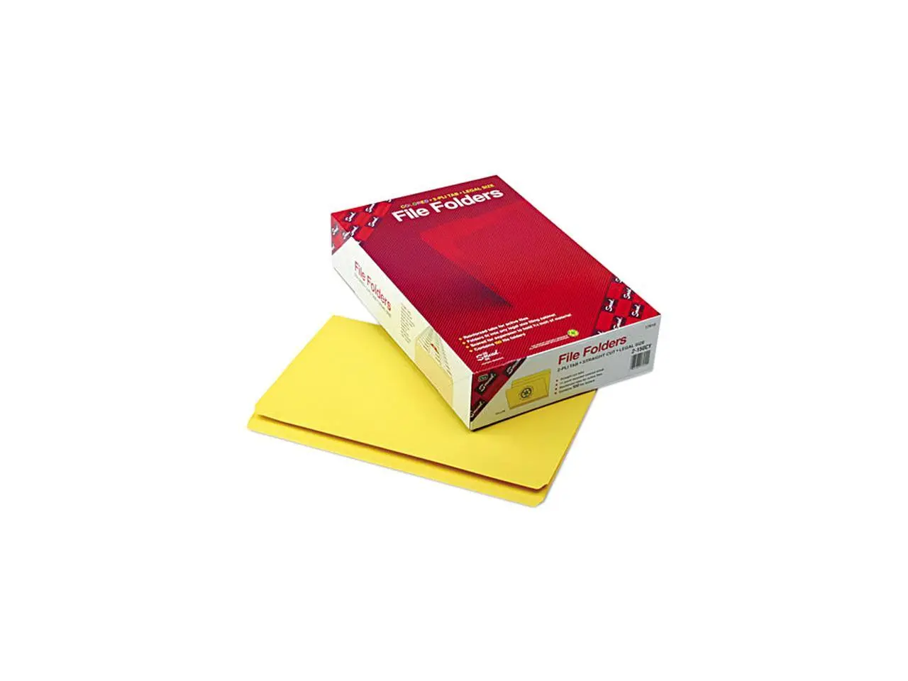 Smead 17910 File Folders, Straight Cut, Reinforced Top Tab, Legal, Yellow, 100/Box