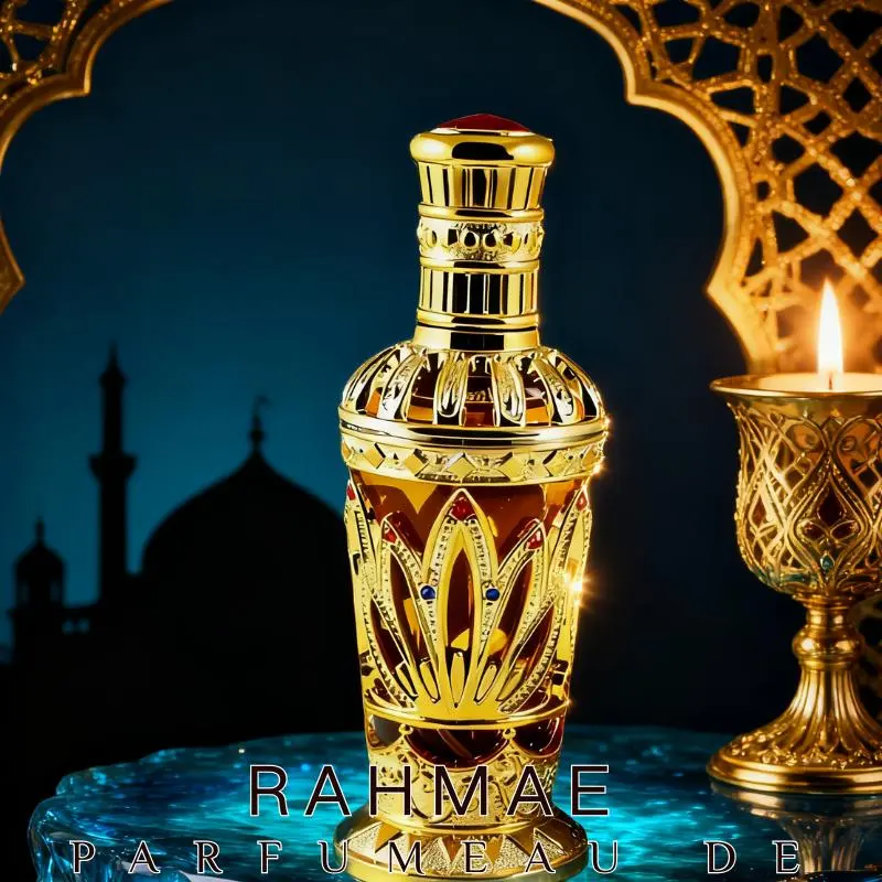 Rahmae Unisex Fragrance Perfume Bottle Set with Enamel Canister - Airtight Jars, Gold Detailing, Gem Accents, Rich Vanity Display, Luxury Packaging, Long-Lasting Scent Retention, Enamel Canister Set