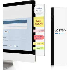 DOLLAR BOSS Monitor Memo Boards for Computers 2 Pcs Office Desk Accessories 11" x 3.1" Transparent Acrylic Monitor Side Panel Multifunction Message Board Screen Note Holder for Office Home Work Desk
