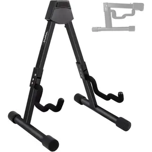 Foldable Guitar Stand Folding A-Frame metal Acoustic Guitars Stand Adjustable Bass stand with Padded Classical ukulele stand floor Portable Guitar ukulele bass banjo Mandolin stand (Metal)