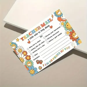 50 Pack Teacher Mail Positive Behavior Note Cards, Custom Message Card, 6x4 Inches Blank Handwritten, Classroom Supplies, Creative Teacher Appreciation, Parent Communication System