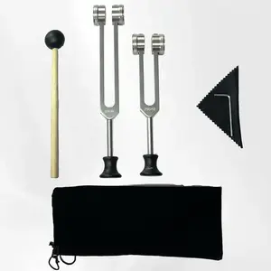 Two-Piece Bagged Tuning Fork Set with Wooden Hammer Wrench, Percussion Instrument, Yoga Leisure Use, Sound Frequency Device, Relaxation Tool