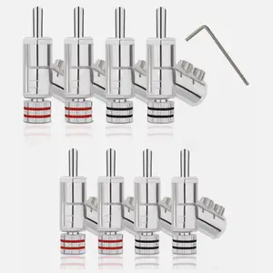 8PCS Hi-End Rhodium / Gold Plated Lock Banana Plug Audio Speaker Cable Connector Accessories Crystal