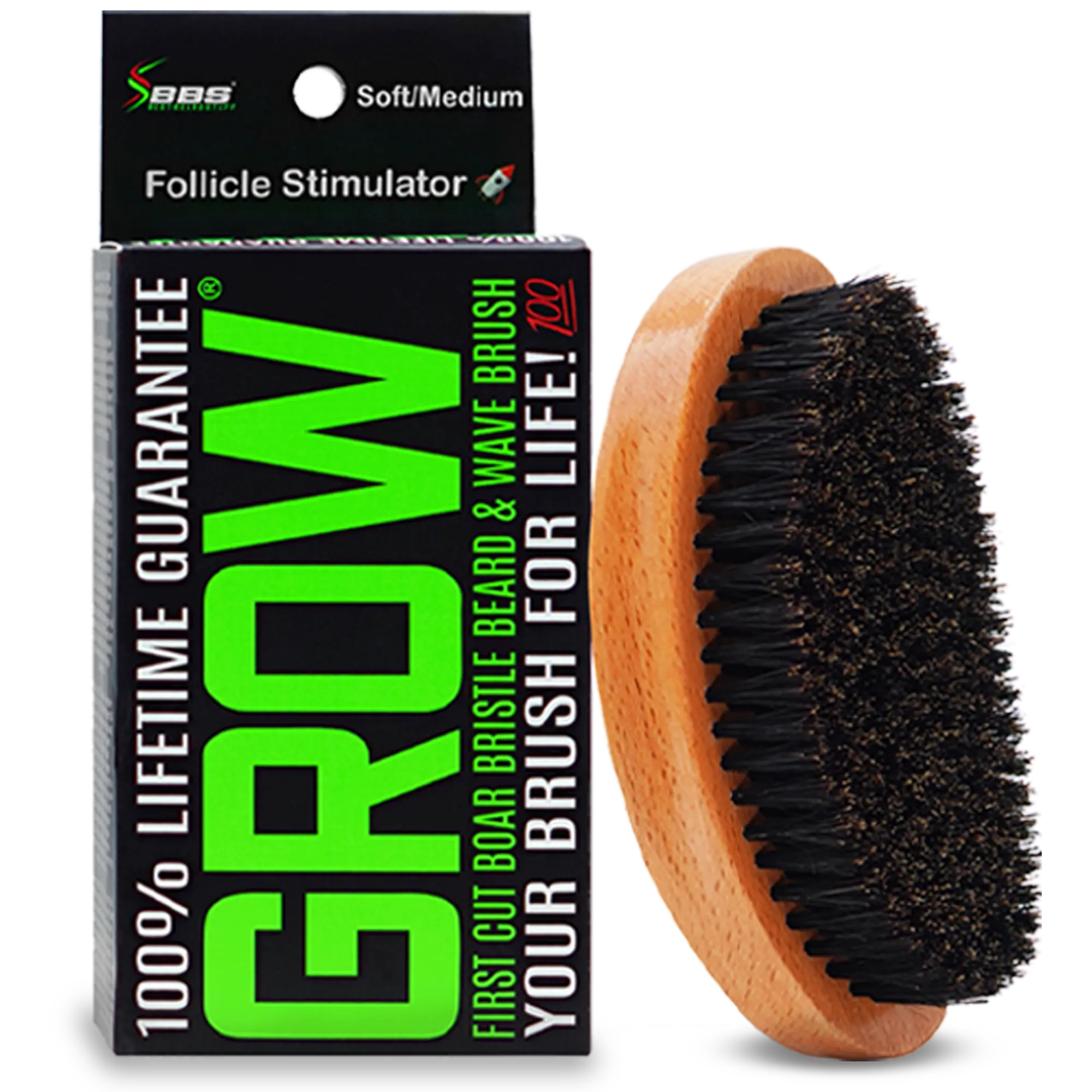 Best Beard Stuff GROW Beard Brush – 100% Lifetime Guarantee, Boar Bristle Beard Brush for Men, Stimulates Circulation for Thicker, Fuller Beard Growth & Volume